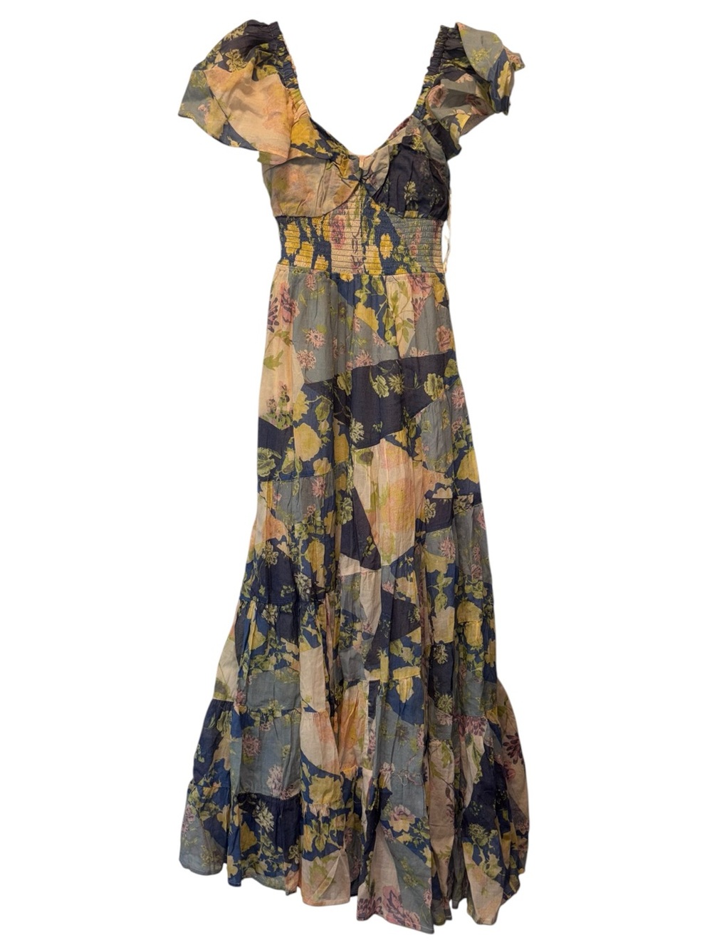 NWOT Free People Sundrenched Floral Printed Maxi Dress Blue Combo - Picture 3 of 16